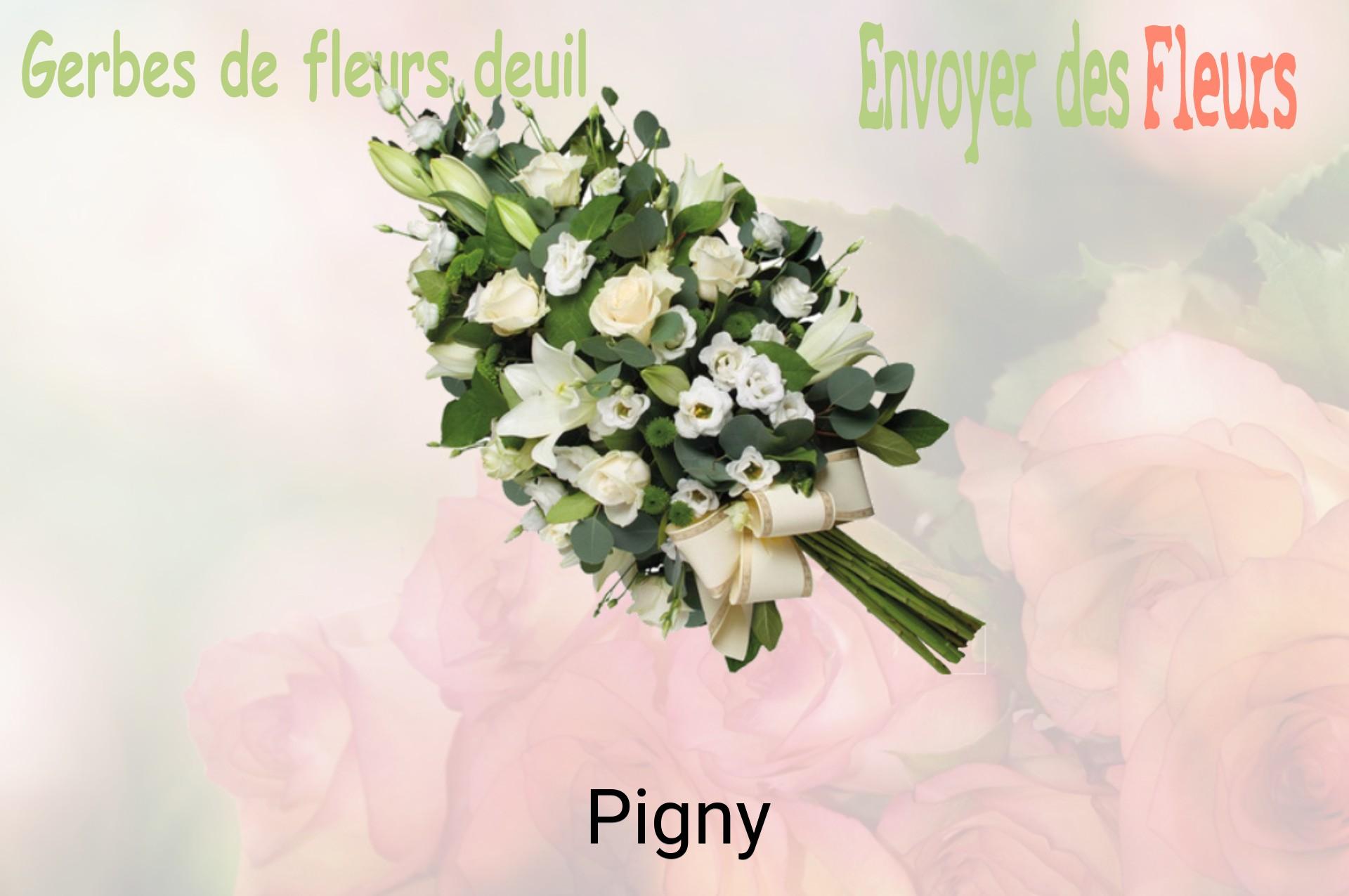 Gerbe de fleurs de deuil livrée à Pigny
